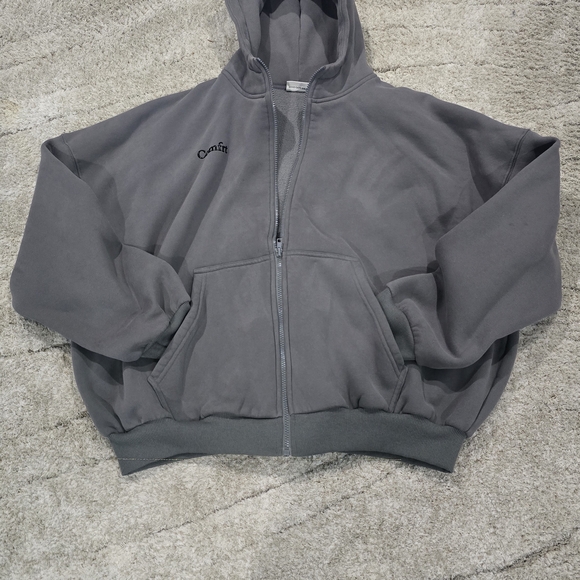 Comfort Cloud Oversized Wolf Gray Sweatpants And Zip Up Hoodie Men Women - Picture 4 of 9